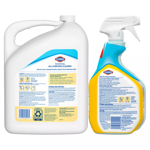 Clorox Disinfecting All Purpose Cleaner - Crisp Lemon, 32 oz. Spray & 180 oz. Refill